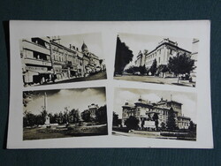 Képeslap,Kaposvár,üzletsor,színház,emlékmű,városháza,vörös csillag mozi,látkép,park, 1951