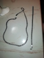Antique silver necklace 44 cm long, bracelet 18 cm long