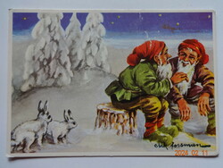 Régi grafikus karácsonyi képeslap, Erik Forsman svéd grafikus rajza
