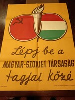 Lépj be a Magyar-Szovjet társaság tagjai közé, plakát 1960-as évekből, most LEÁRAZVA!!!