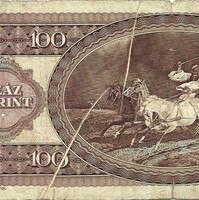 100 HUF 1992 printing error defective banknote paper crease