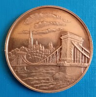 Millennium silver commemorative medal Budapest chain bridge with the castle