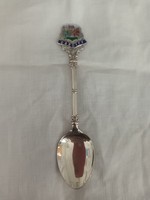 Old English fire enamel handcrafted silver coffee spoon for sale!