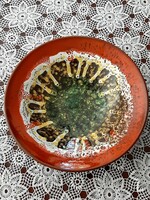 Retro applied art ceramic plate with beautiful colors, 27 cm marked piece