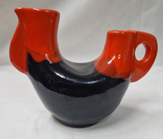 Retro, applied art, glazed, rooster-shaped ceramic vase, in perfect condition, 14 cm. High