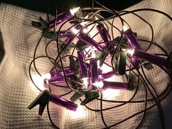 Régi lila gyertyás fényfüzér izzósor karácsonyfadísz