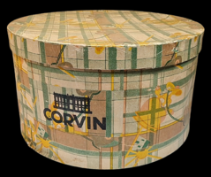 Antik CORVIN -áruházas papír kalapdoboz