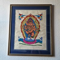 Wooden hand-painted Ganesa Thangka