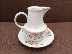 Beautiful flower-patterned Henneberg porcelain cream spout+plate