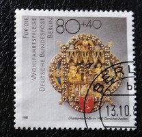 Bb821p / Germany - Berlin 1988 gold and silver art stamp line 80 pf closing value stamped