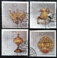 Bb818-21p / germany - berlin 1988 gold and silver art stamp set stamped