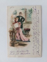 Old postcard litho postcard couple in love