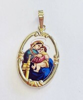 Pendant of Mary with her child in a gold frame