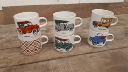 5 Alföldi car mugs and 1 gridded mug