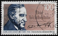 Bb851p / germany - berlin 1989 carl von ossietzky stamp stamped