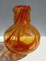 Narancs sárga művész üveg váza