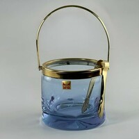 Italian lacs ice bucket with ice holder - violet / blue color changing glass -