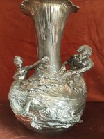 Beautiful Art Nouveau Silver-Plated Tinned Iron Vase
