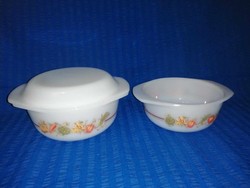Pair of Jena glass bowls with vegetable patterns (a11)