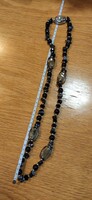 Snowflake obsidian and glass necklace for sale