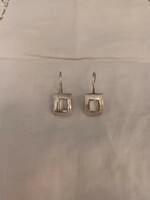 For sale, beautiful old silver earrings with mother-of-pearl inlay, hook-and-loop style!