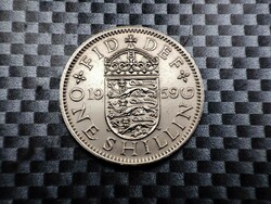 United Kingdom 1 shilling, 1959 English coat of arms, 3 lions on crowned shield