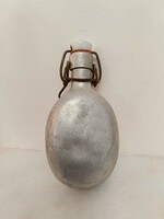 Antique military hiking aluminum water bottle with aged rubber seal 721 8464