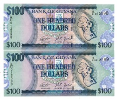 100   Dollár    2 db Sorszámkövető   Guyana