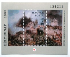 B205 / 1989 stamp day - painting - red cross block postal clearance