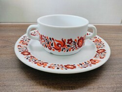 Alföldi red Hungarian soup cup and plate