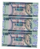 100   Dollár    3 db Sorszámkövető   Guyana