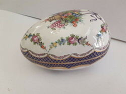GREAT!!! Antique Saxony SP Dresden Hand-Painted Egg-Shaped Porcelain Bonbonnier Easter Egg