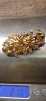 14 Carat gold brooch, (cca: 3 ct) 32 Dutch roses with diamonds 32 21.9 g