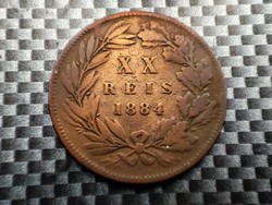 Portugal 20 reis, 1884