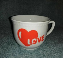 Porcelain tea, cappuccino cup, mug with the inscription Love