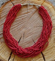 Decorative, 18-row red coral imitation necklace