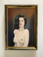 Female semi-nude - oil painting - 32*23 cm with frame (nude)
