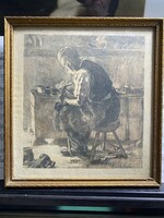 Ernő Barta: shoemaker (etching)
