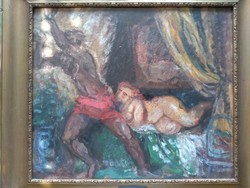 The size of the Hermann lipót painting is 63*71 cm with the original gilded frame