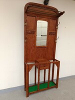 Antique art deco mirror dress hanging umbrella durable wooden hall wall with iron green drain 615 8550