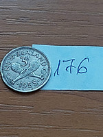 New Zealand new zealand 3 pence 1955 copper-nickel, ii. Queen Elizabeth 176.