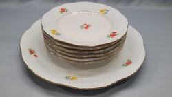 Zsolnay floral cake set for 6 people