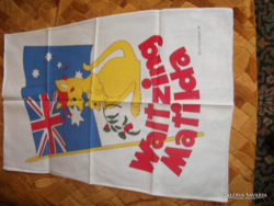 Australian painted linen ornament, waltzing matilda, Australia's most popular song unused