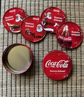 Coca-Cola poháralátét szett fémdobozban karácsonyi télapós 4db