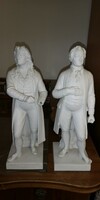 Goethe and schiller porcelain sculptures, 40 cm, damaged