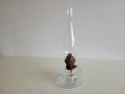 Régi vintage 35,5 cm nagy üveg petróleum lámpa éjjeli lámpa
