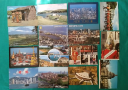 15 pcs. Foreign postcard in one, written - postmark mixed