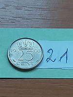 Netherlands 25 cents 1966 Queen Juliana, nickel 21