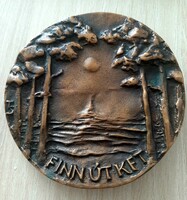 Vecsés finn út kft bronze commemorative plaque with the sign of Sándor Tóth 10.3 cm double-sided plaque