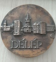 Szeged Délép bronze double-sided commemorative plaque 9.8 cm with marked signature